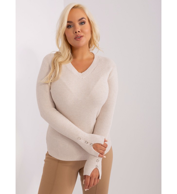 Sweter plus size PM-SW-PM-3770.30 jasny beżowy