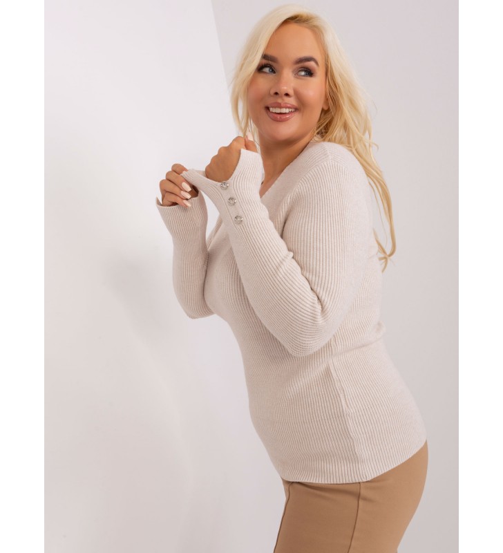 Sweter plus size PM-SW-PM-3770.30 jasny beżowy