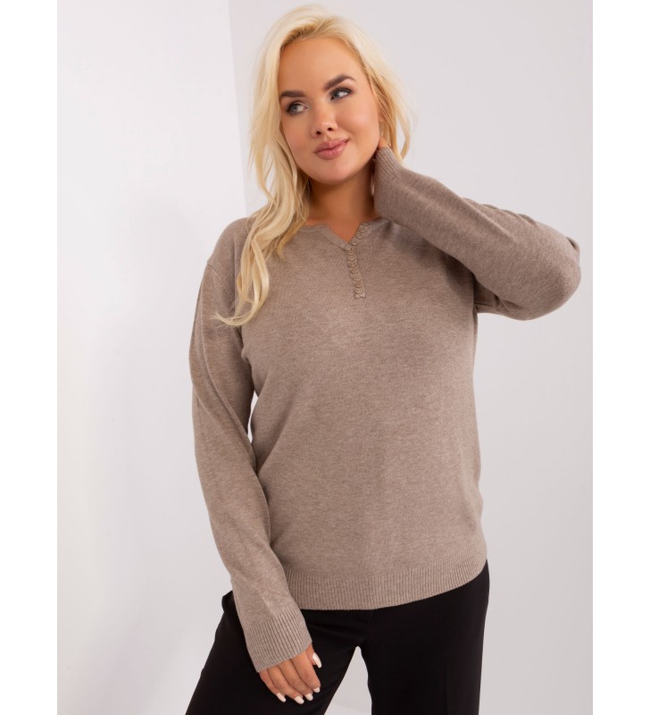 Sweter plus size PM-SW-PM-3897.06P ciemny bezowy