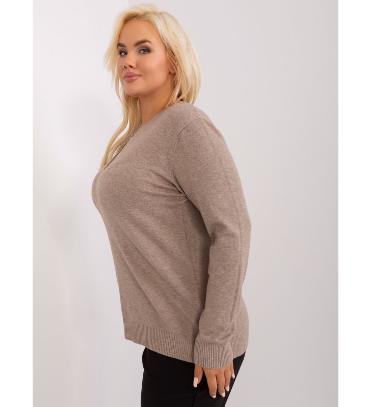 Sweter plus size PM-SW-PM-3897.06P ciemny bezowy