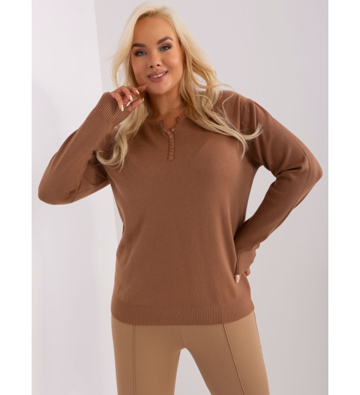 Sweter plus size PM-SW-PM-3897.06P camelowy