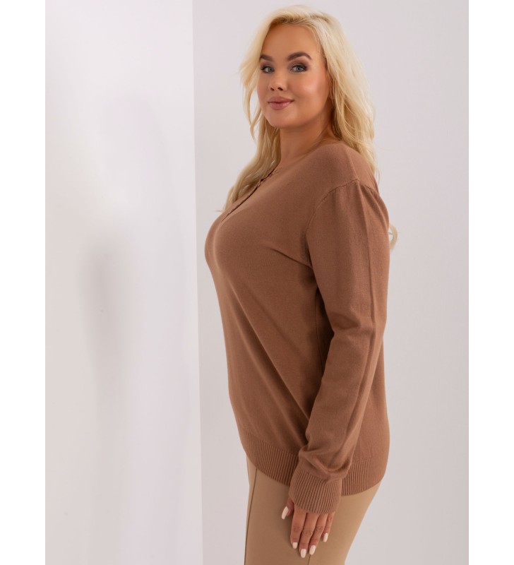 Sweter plus size PM-SW-PM-3897.06P camelowy