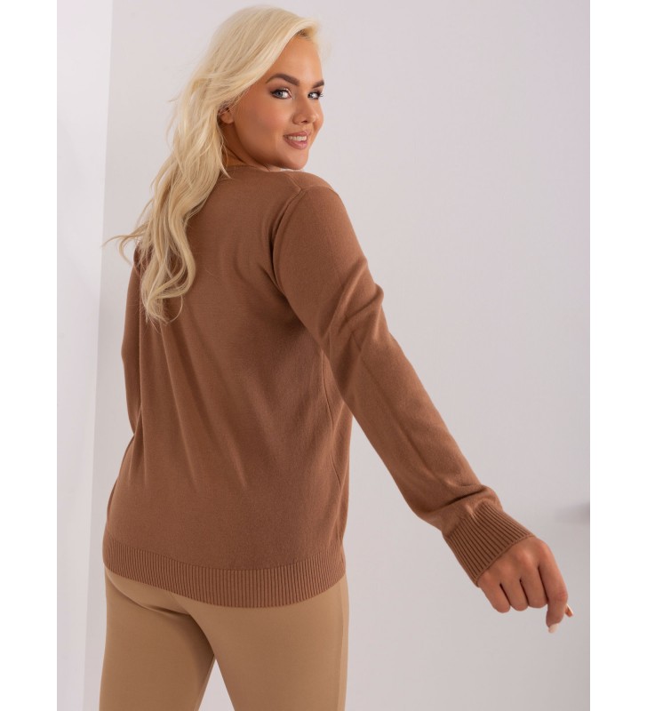 Sweter plus size PM-SW-PM-3897.06P camelowy