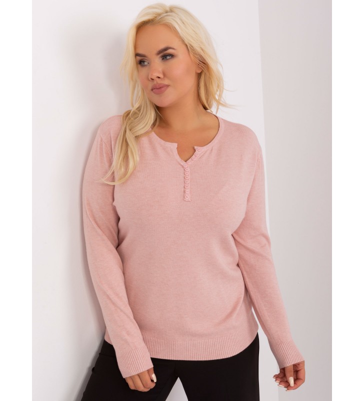 Sweter plus size PM-SW-PM-3897.06P jasny różowy