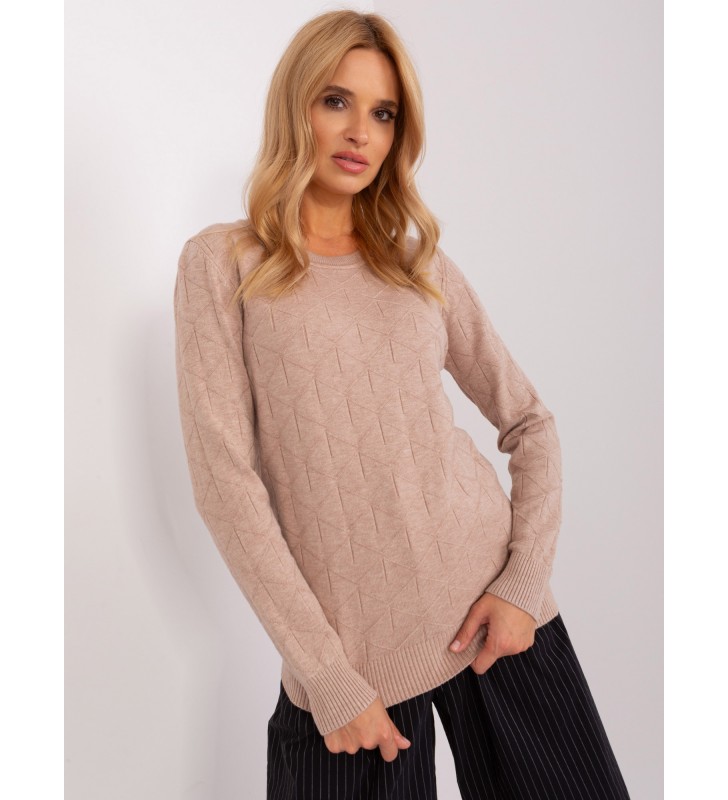 Sweter klasyczny AT-SW-232901.25X ciemny bezowy