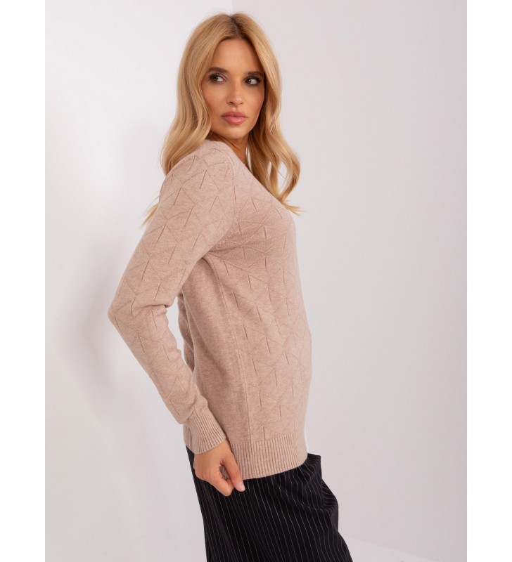 Sweter klasyczny AT-SW-232901.25X ciemny bezowy