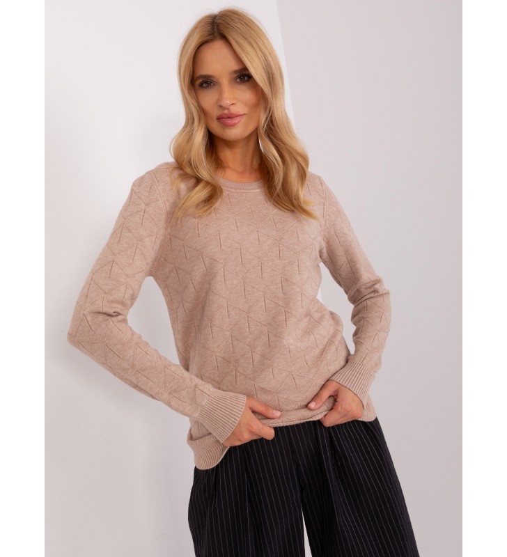 Sweter klasyczny AT-SW-232901.25X ciemny bezowy