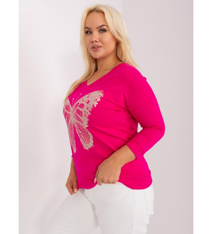 Bluzka plus size RV-BZ-8999.26X fuksjowy