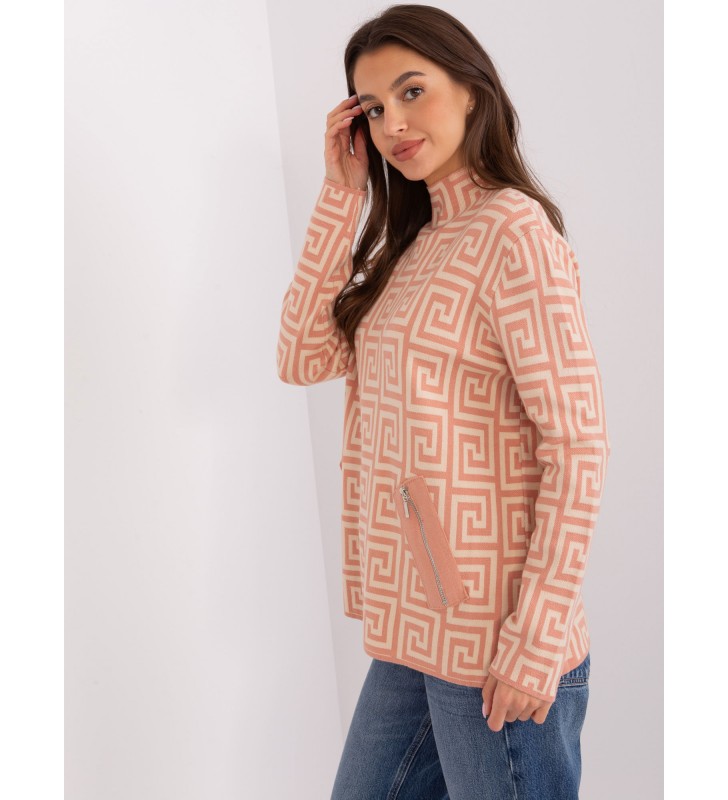 Sweter z golfem AT-SW-2341.00P brzoskwiniowy