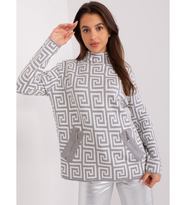 Sweter z golfem AT-SW-2341.00P szary