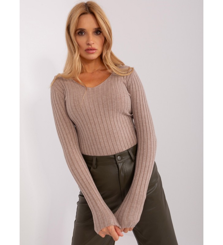 Sweter klasyczny PM-SW-PM1088.25 ciemny bezowy