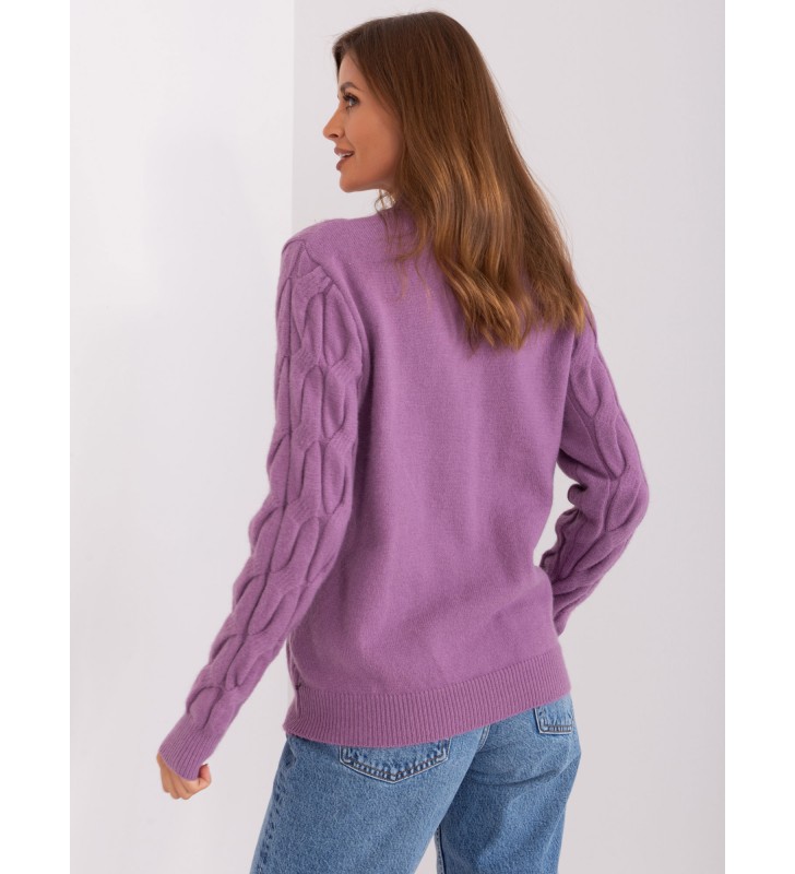 Sweter z warkoczami AT-SW-2235.00P fioletowy