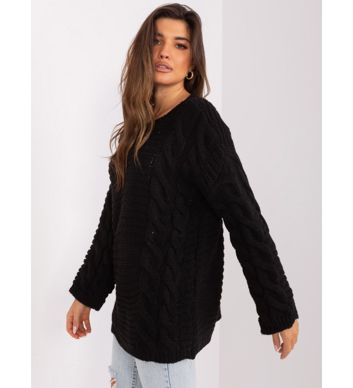 Sweter z warkoczami BA-SW-8047.92P czarny