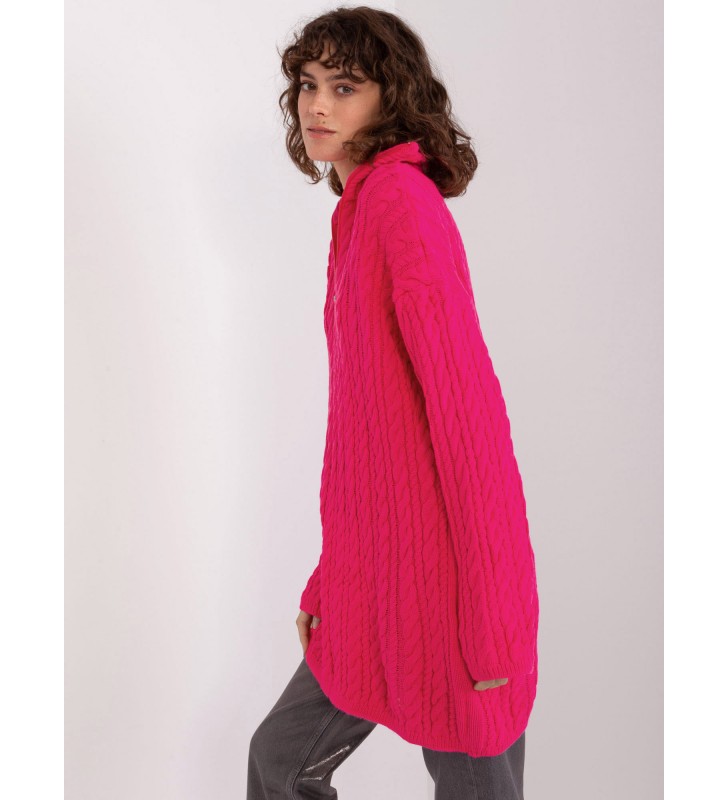 Sweter z warkoczami BA-SW-0282.13P fluo różowy