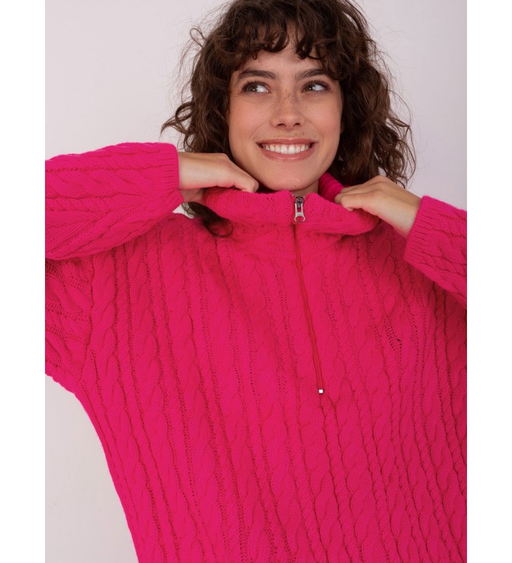 Sweter z warkoczami BA-SW-0282.13P fluo różowy