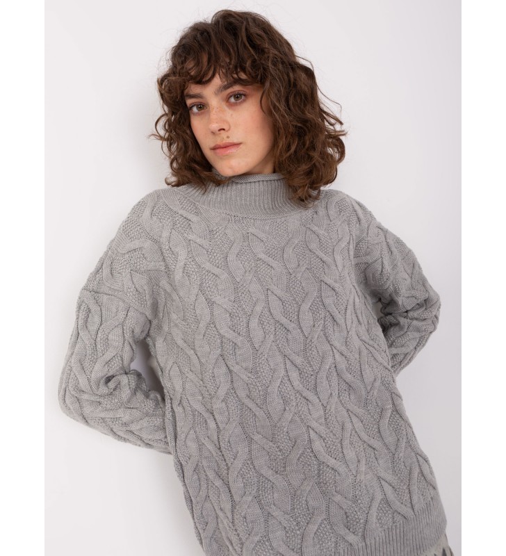 Sweter z warkoczami BA-SW-8038.28P szary