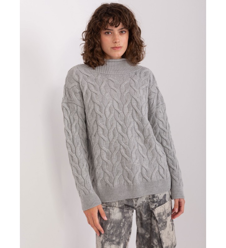 Sweter z warkoczami BA-SW-8038.28P szary