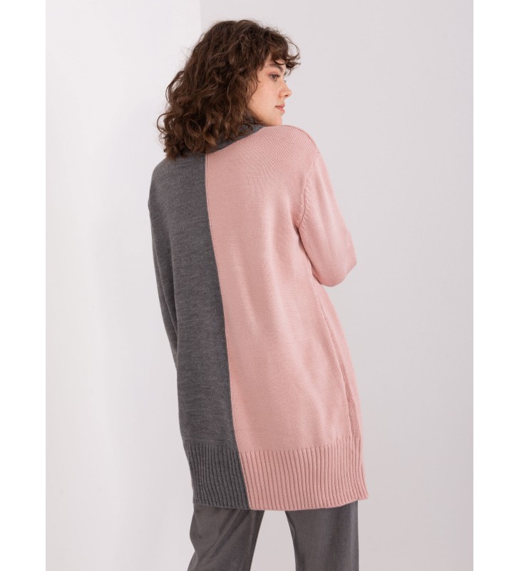 Sweter z golfem BA-SW-0234.65P szaro-różowy