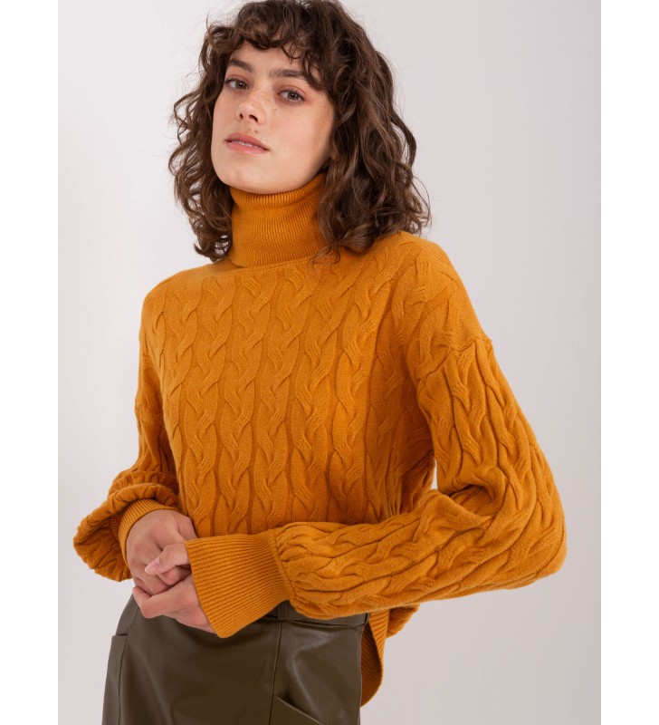 Sweter z golfem AT-SW-2348.93 ciemny żółty