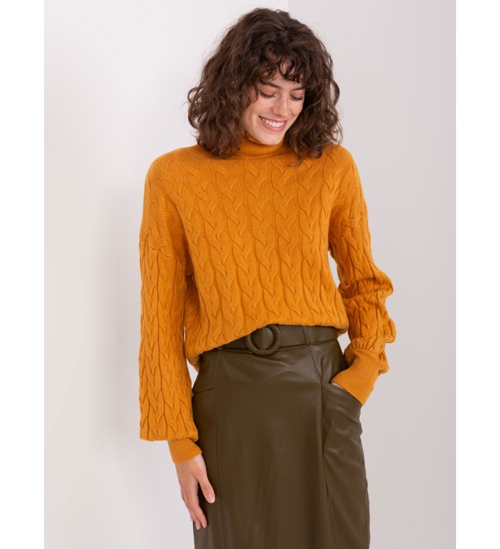 Sweter z golfem AT-SW-2348.93 ciemny żółty