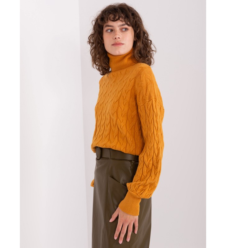 Sweter z golfem AT-SW-2348.93 ciemny żółty