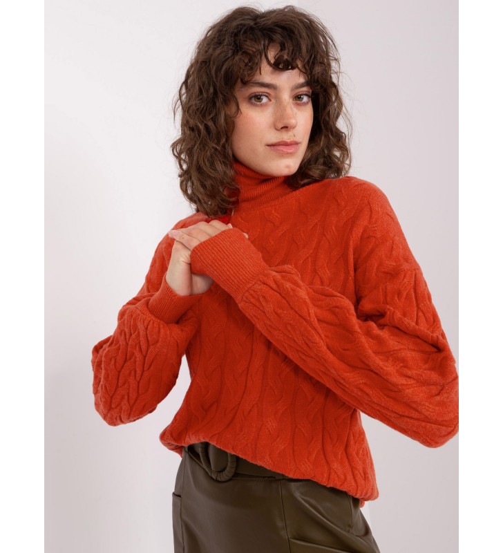 Sweter z golfem AT-SW-2348.88 ciemny pomarańczowy