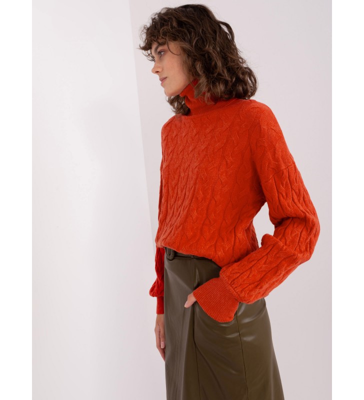 Sweter z golfem AT-SW-2348.88 ciemny pomarańczowy