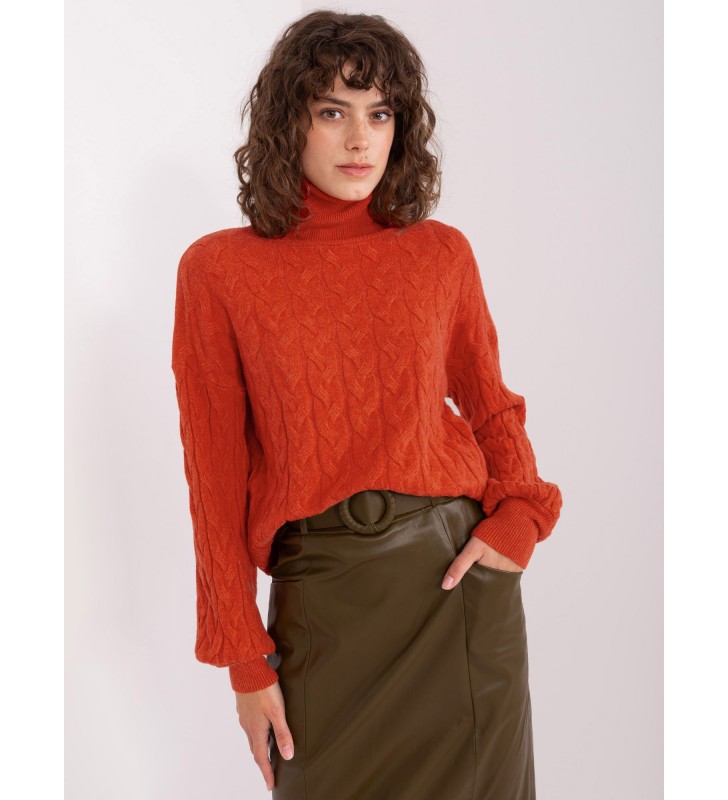 Sweter z golfem AT-SW-2348.88 ciemny pomarańczowy