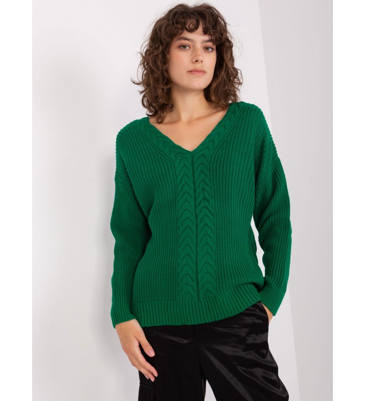 Sweter klasyczny BA-SW-8028.36P ciemny zielony