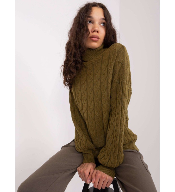 Sweter z golfem AT-SW-2348.88 khaki