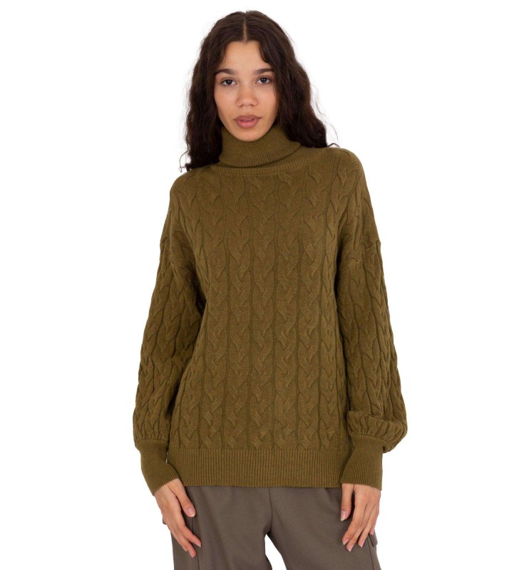 Sweter z golfem AT-SW-2348.88 khaki