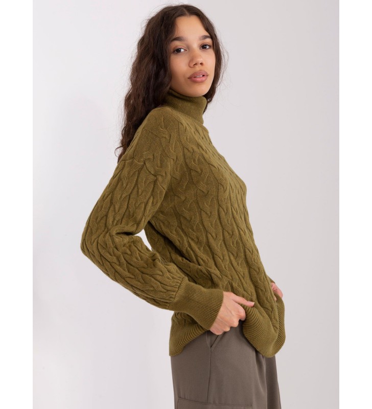 Sweter z golfem AT-SW-2348.88 khaki