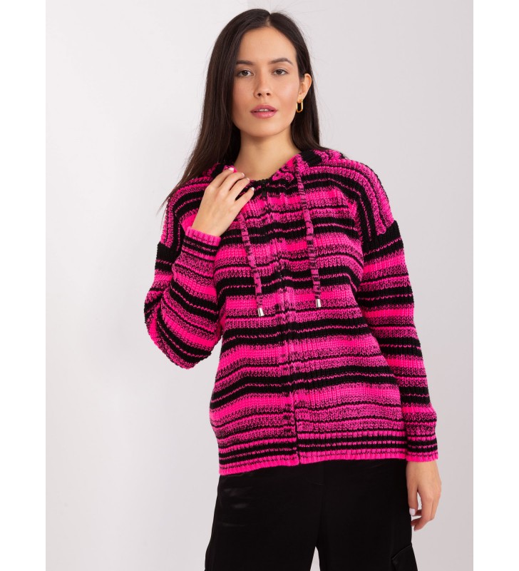 Sweter rozpinany BA-SW-8000.56P czarno-różowy