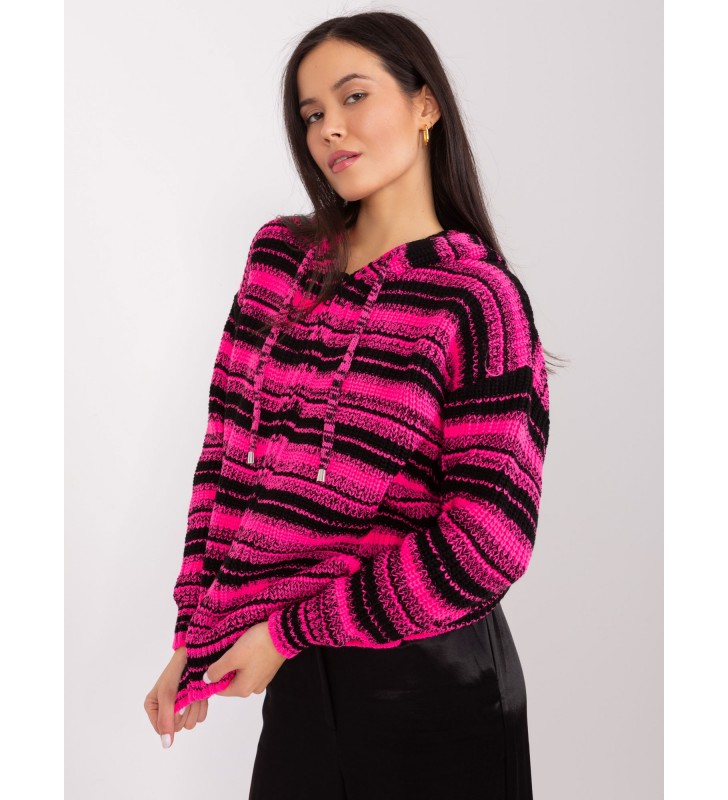 Sweter rozpinany BA-SW-8000.56P czarno-różowy