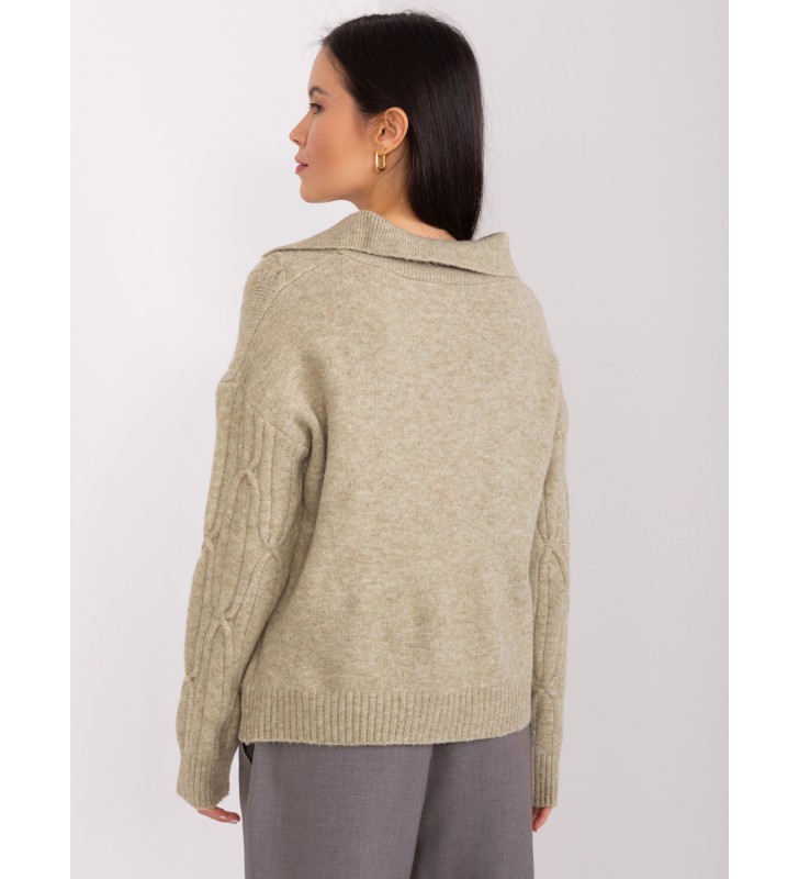 Sweter z warkoczami AT-SW-2349-2.27 khaki