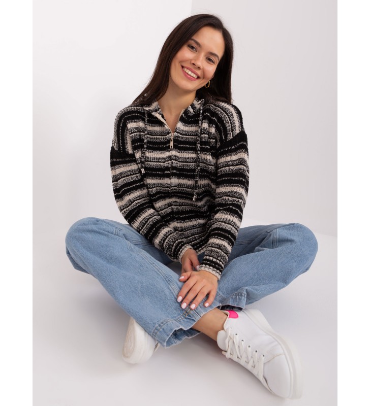 Sweter rozpinany BA-SW-8000.72P czarno-beżowy