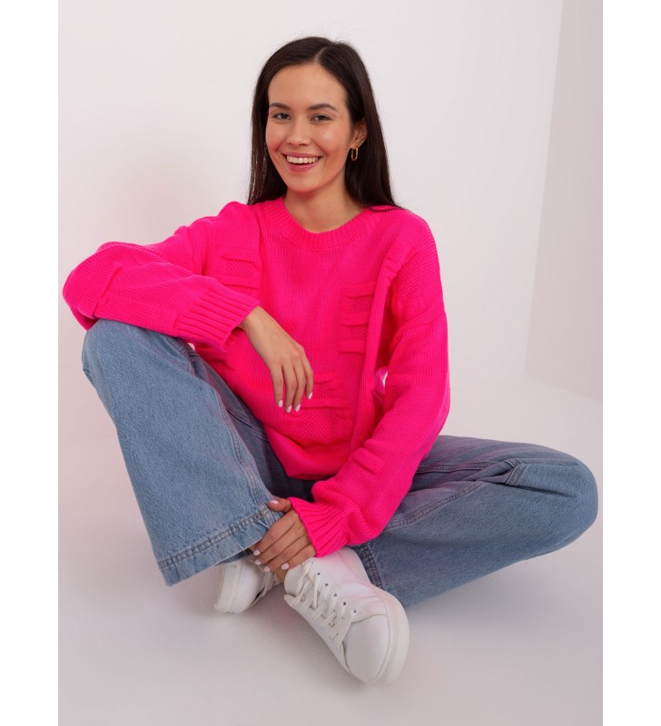 Sweter klasyczny BA-SW-8053.31 fluo różowy