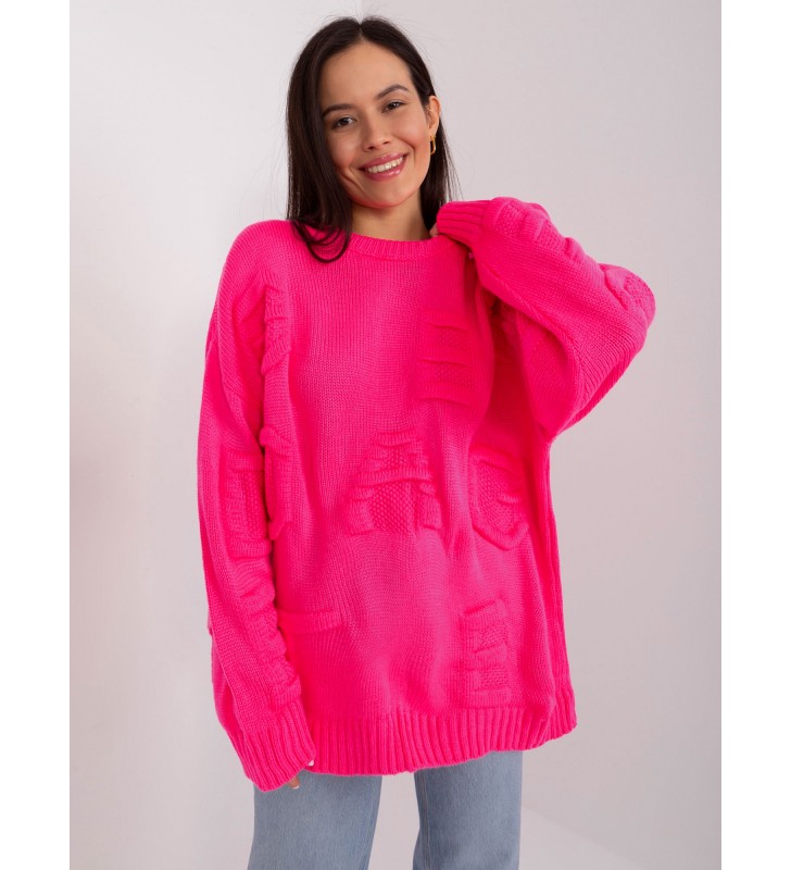 Sweter klasyczny BA-SW-8053.31 fluo różowy