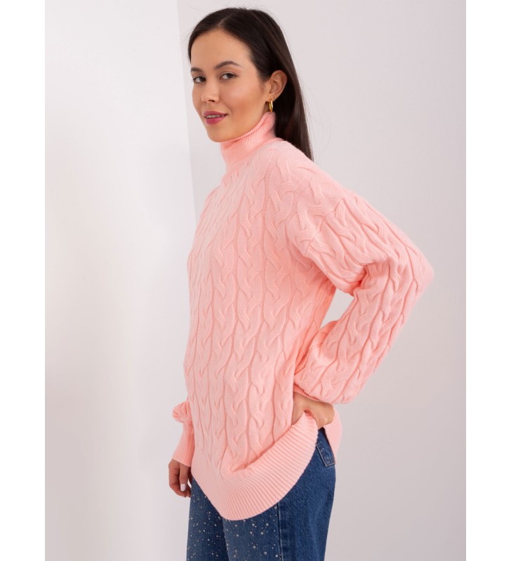 Sweter z golfem AT-SW-2348.95 brzoskwiniowy