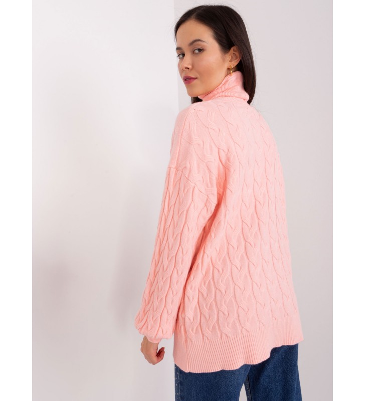 Sweter z golfem AT-SW-2348.95 brzoskwiniowy