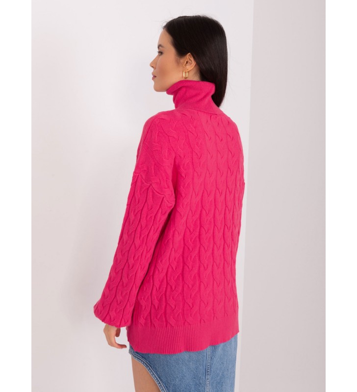 Sweter z golfem AT-SW-2348.93 fuksjowy