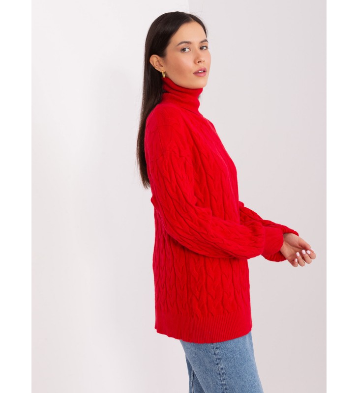 Sweter z golfem AT-SW-2348.95 czerwony