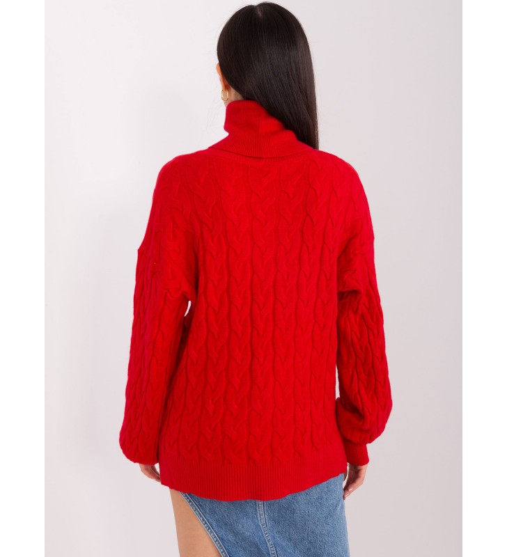 Sweter z golfem AT-SW-2348.95 czerwony