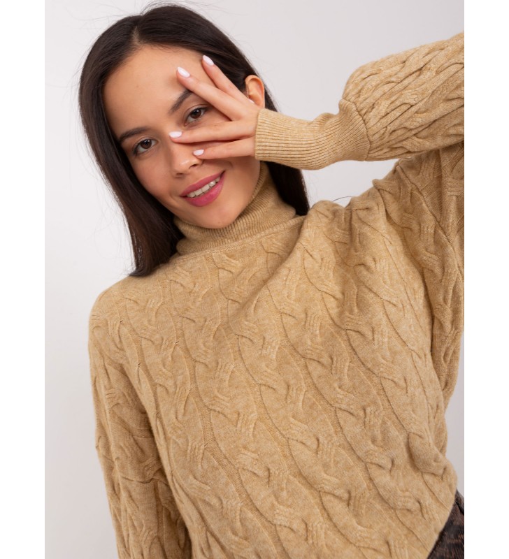 Sweter z golfem AT-SW-2348.95 camelowy