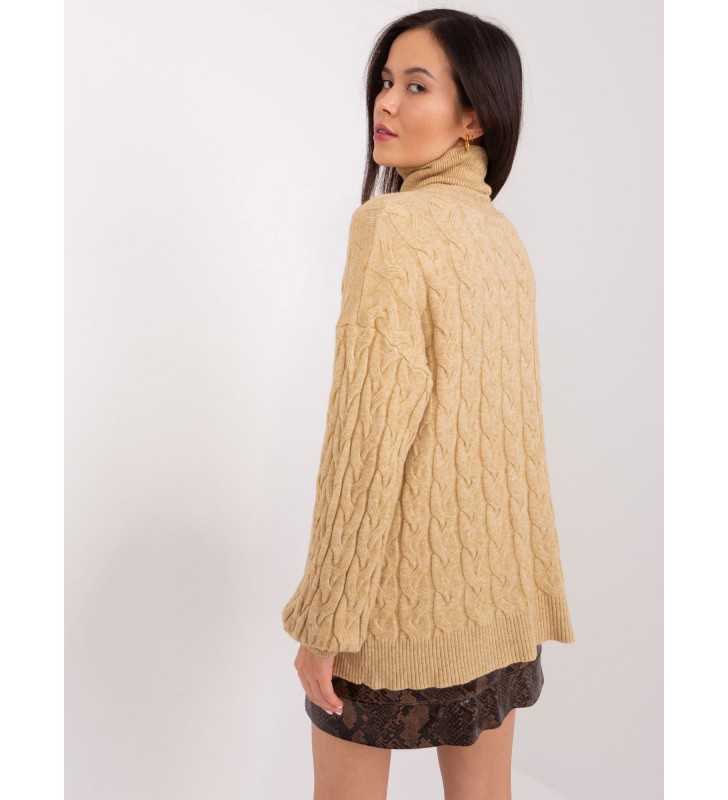 Sweter z golfem AT-SW-2348.95 camelowy