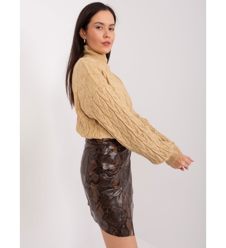 Sweter z golfem AT-SW-2348.95 camelowy