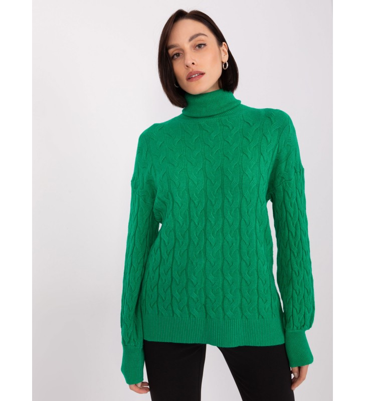 Sweter z golfem AT-SW-2348.95 zielony