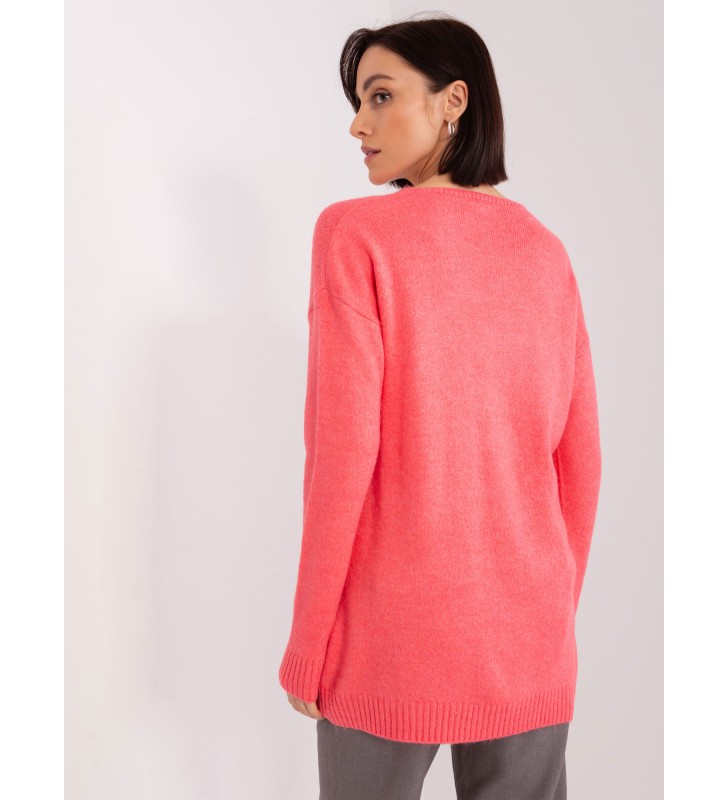 Sweter oversize TO-SW-1810.84P koralowy