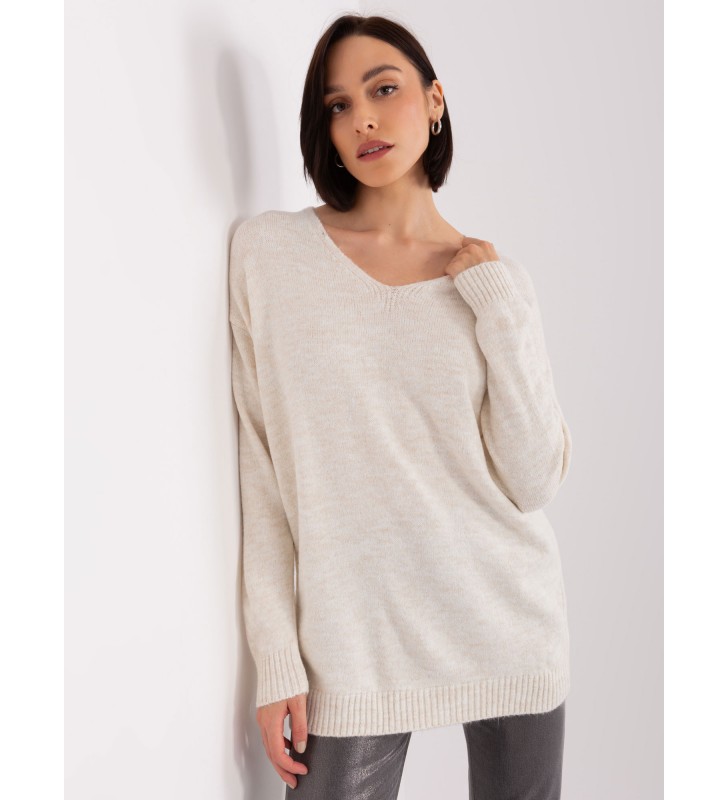 Sweter oversize TO-SW-1810.26P jasny beżowy