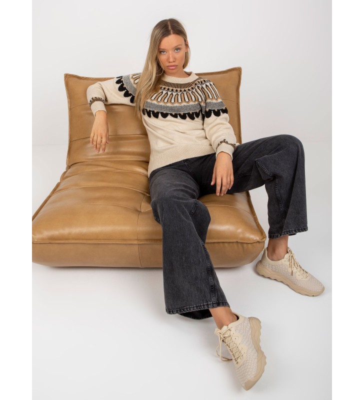 Sweter klasyczny LC-SW-0342.06X beżowy